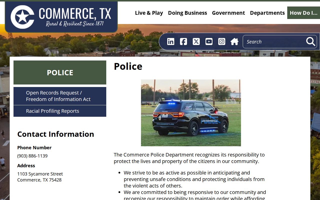 Hunt County arrest records Commerce Police Department