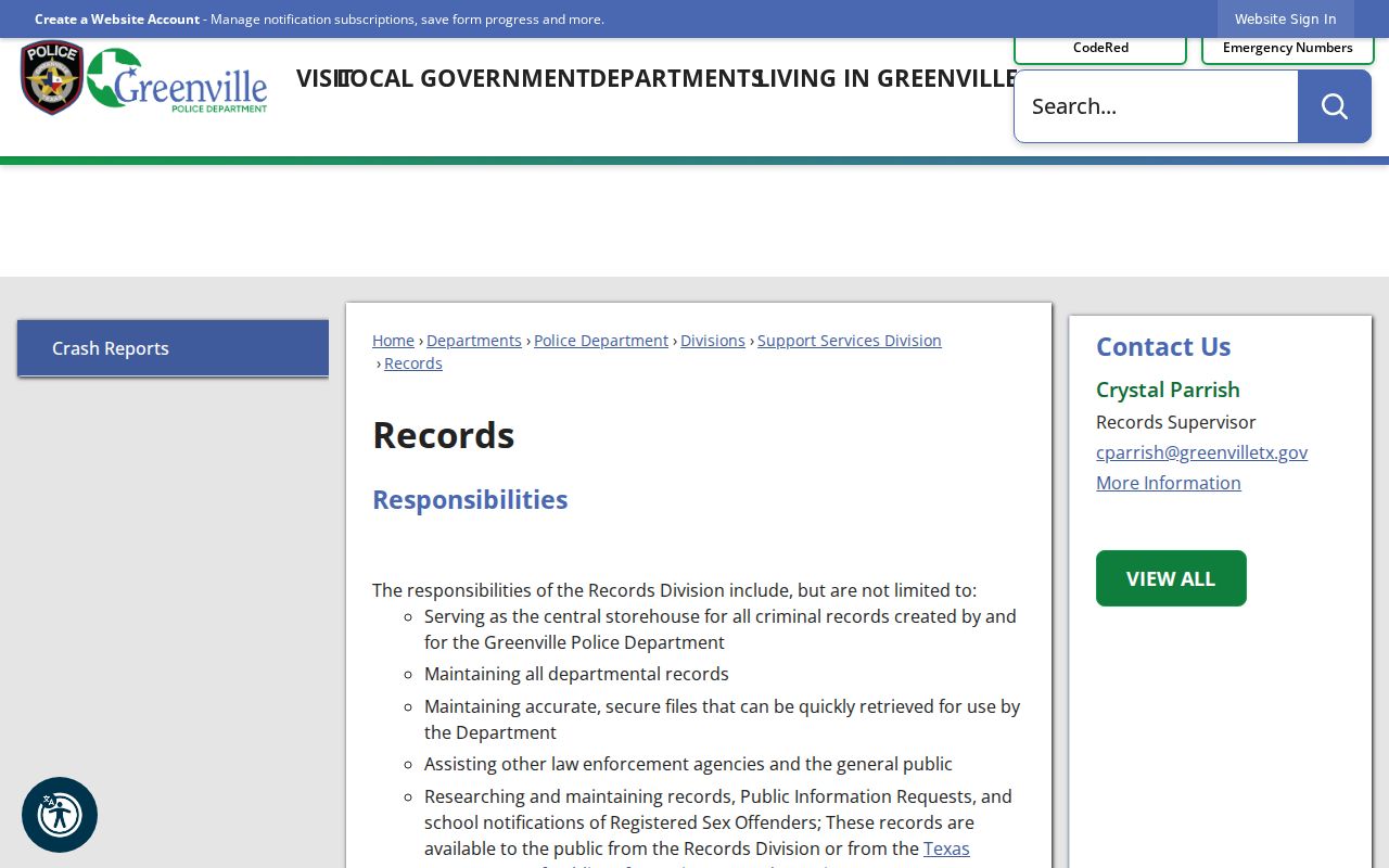 Hunt County arrest records Greenville Police Records Division