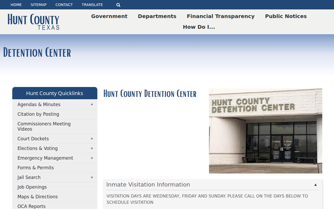 Hunt County Detention Center booking and criminal records