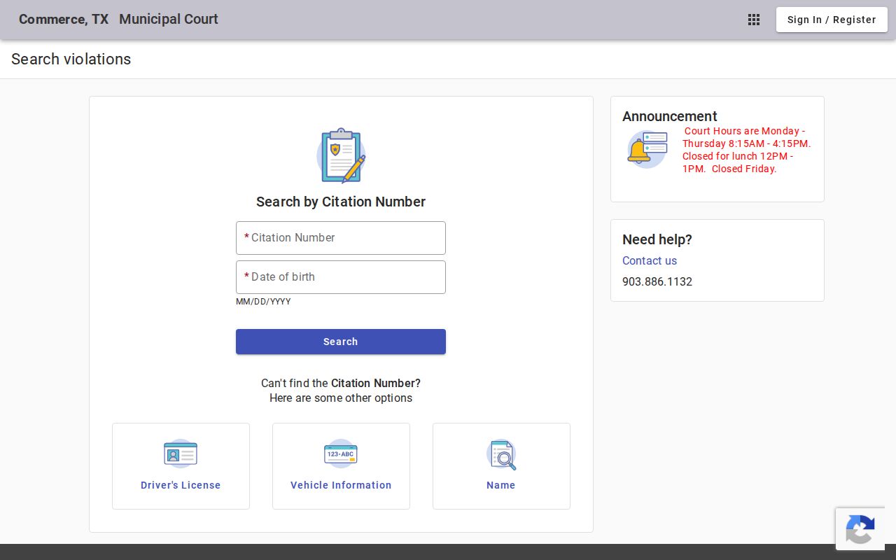 Commerce municipal court screen compared with Hunt County sex offender records
